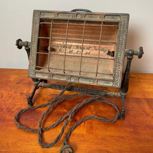Antique “Favorite” Electric Heater, GLOBAR, Copper & Cast Iron, Sad Iron Heater, Carborundum Co. UNTESTED
