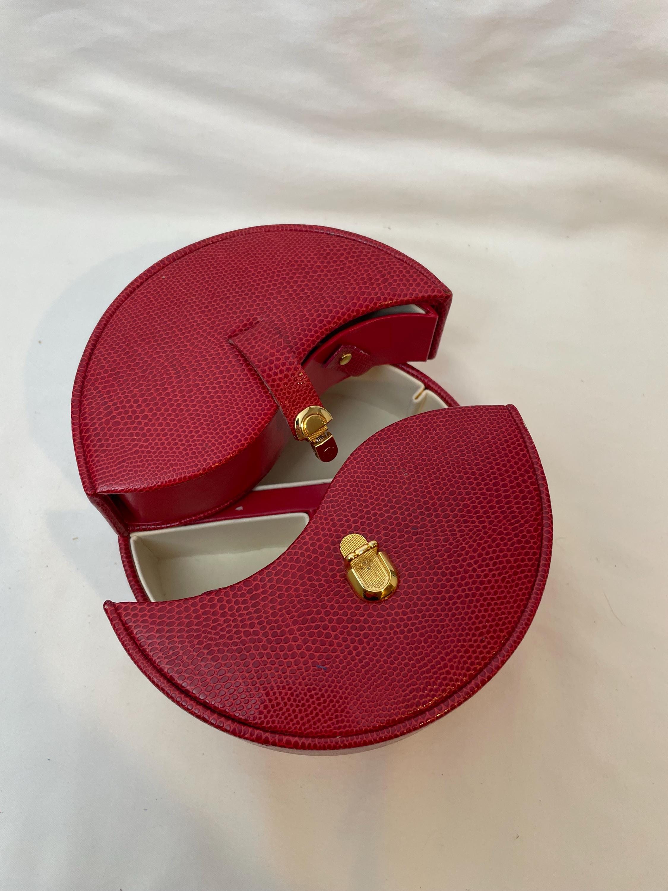 NEW WOLF Red Round Leather Jewelry Organizer Wolf Designs Red Pebbled Genuine Leather | Mercari main image 3