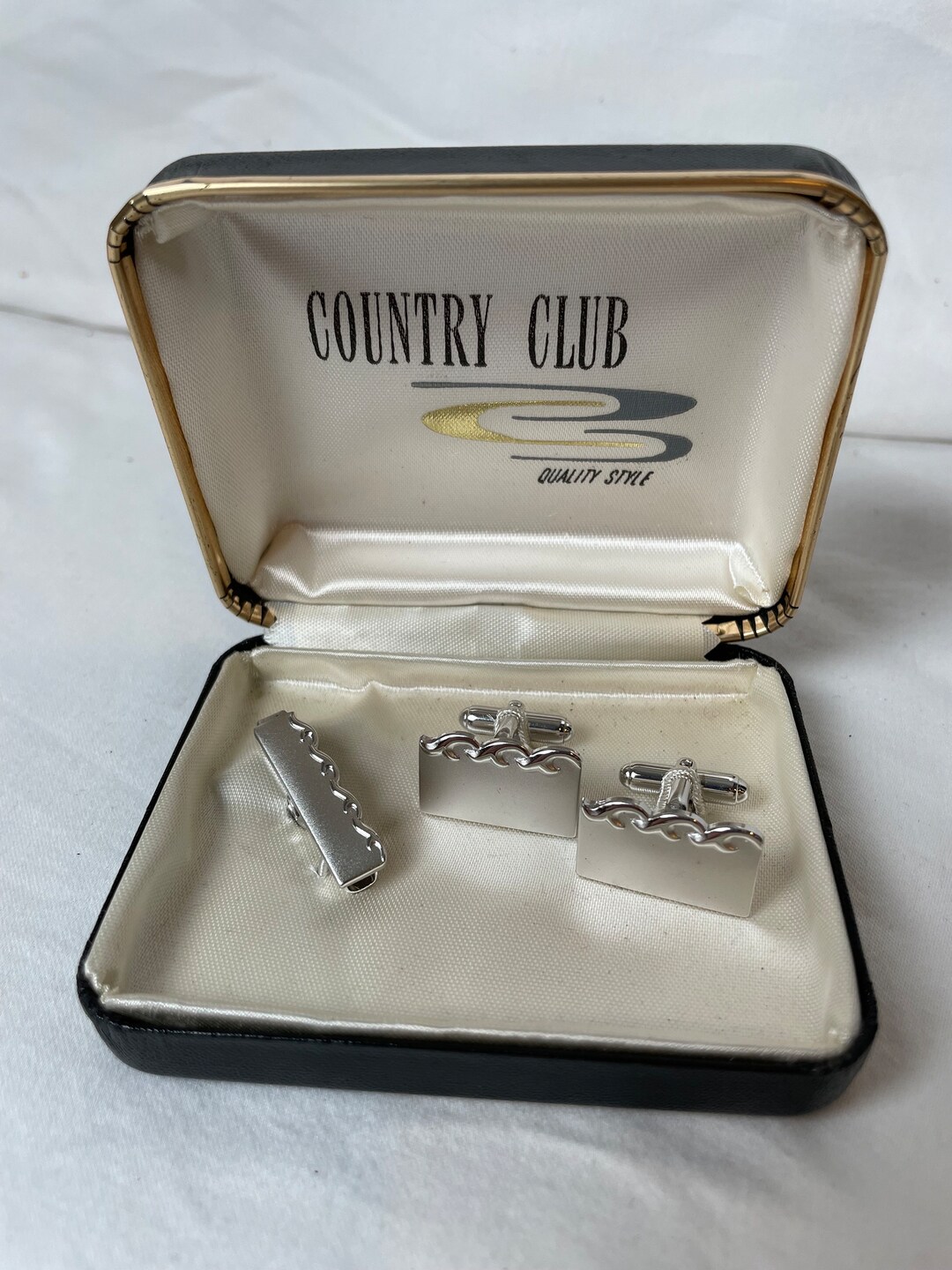 Vintage Country Club Silver Toned Cufflinks and Tie Clip - Etsy