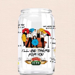 Friends Inspired cup 16 oz Glass Libby Cup| Friends Coffee cold cup| Iced Coffee Cup| Beer glass cup| Coffee inspired glass cup