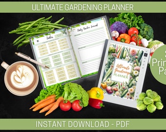 Gardening Planner, Printable Weekly Journal, Garden Gift, Plant Planner, Garden Organizer, Notebook,  Gardening Logbook, Garden Journal