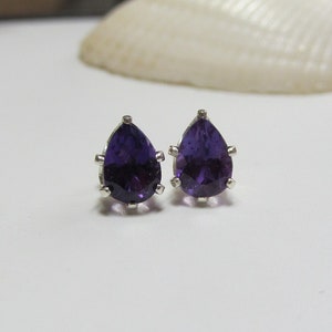 Amethyst Pear Sterling Silver Stud Earrings
