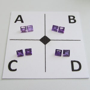 Amethyst 4mm Princess Pairs