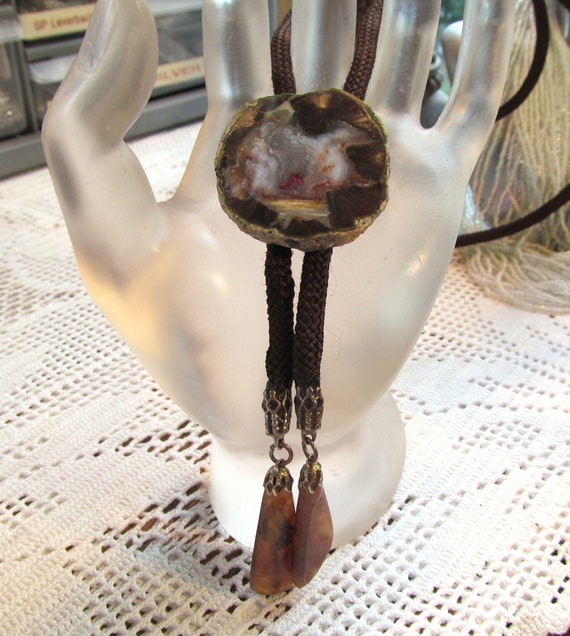 Western String Tie with Agate - image 1