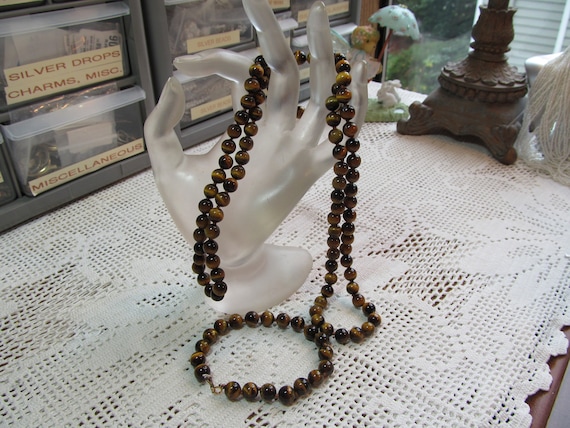 Tigers Eye Necklace and Bracelet Set - image 1