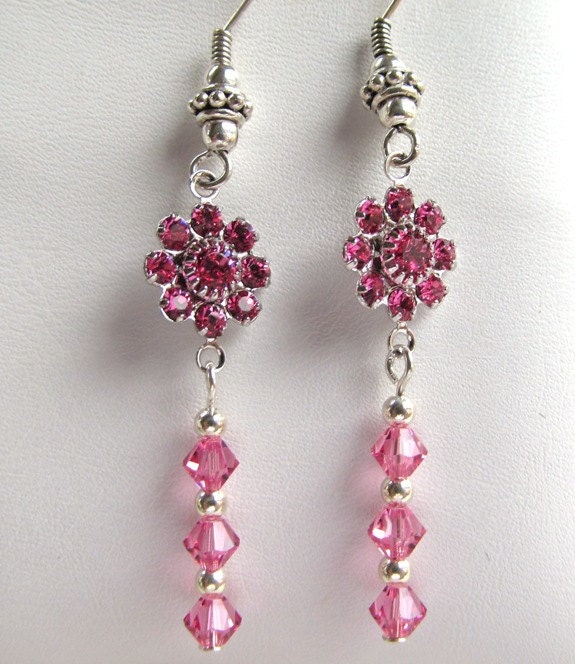 Swarovski Rose Florets on Sterling Silver Bali Style Earwires - Etsy