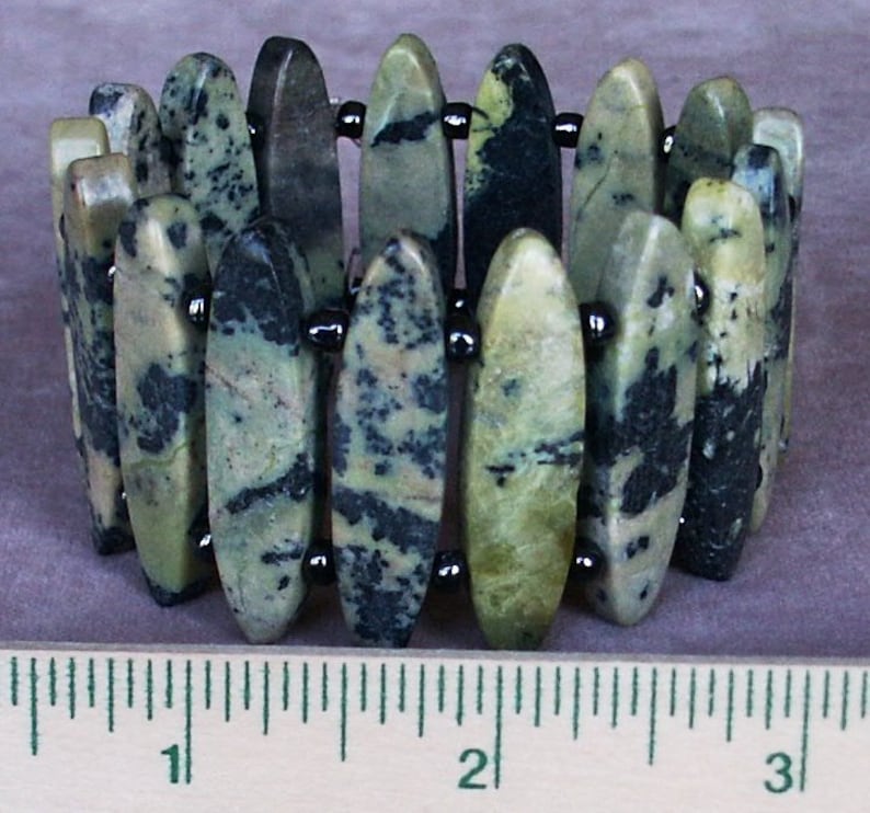 Natural Yellow Turquoise 40x10mm Double-drilled Beaded Stretch Bracelet