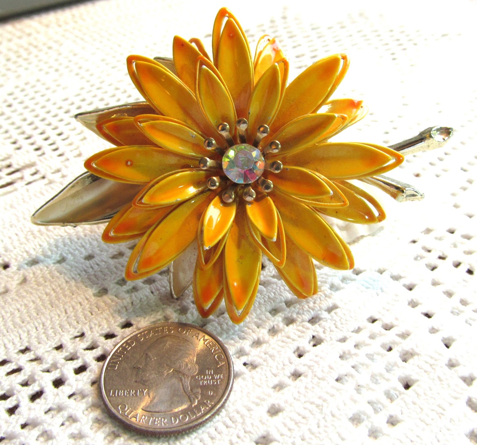 Vintage Golden Yellow Flower Pinback Brooch or Lapel Pin Etsy