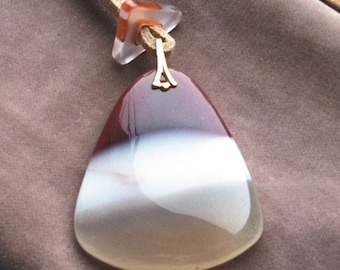 Tri-Color Agate Pendant with Cane Glass Stopper