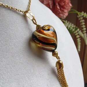 Foiled Lampwork Glass Heart Pendant
