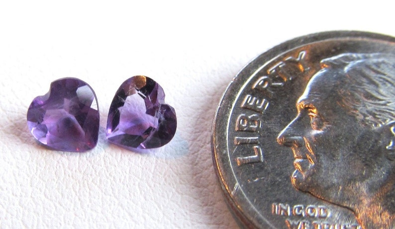 Pair 5mm Purple Amethyst Hearts image 2