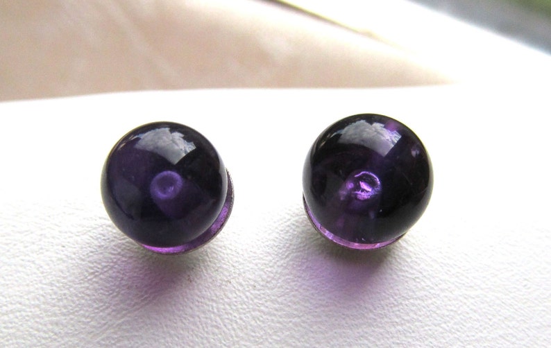 Amethyst Gemstone Bead Silver Earrings image 4