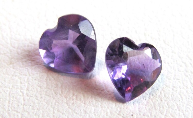 Pair 5mm Purple Amethyst Hearts image 1