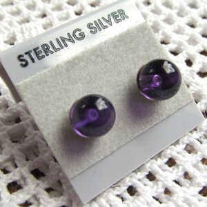Amethyst Gemstone Bead Silver Earrings image 1