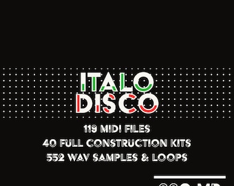 Italo Disco Pack – 40 Construction Kit, 119 file MIDI, 552 loop e campioni WAV per disco anni '80 e synthwave