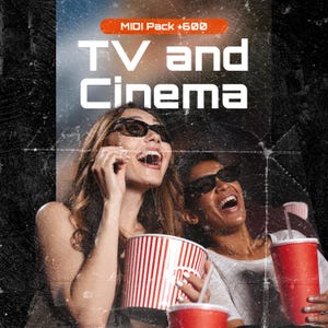 Könnte beinhalten: Zwei Personen mit 3D-Brillen lachen, während sie einen Film schauen. Sie halten einen roten und weißen Popcorn-Eimer und einen roten Becher mit einem Strohhalm.