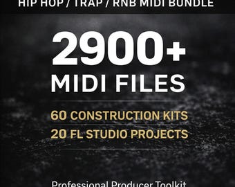 Trap & Hip Hop Producer Bundle | 2900+ Royalty Free MIDI Files and 20 FL Studio Projects for Beats, Chords, Basslines and Melodies