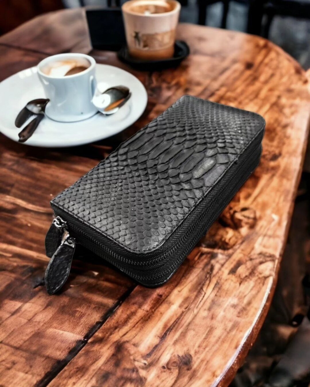 Python Leather Wallet Women, Large Leather Wallet, Ziparound Wallet ...