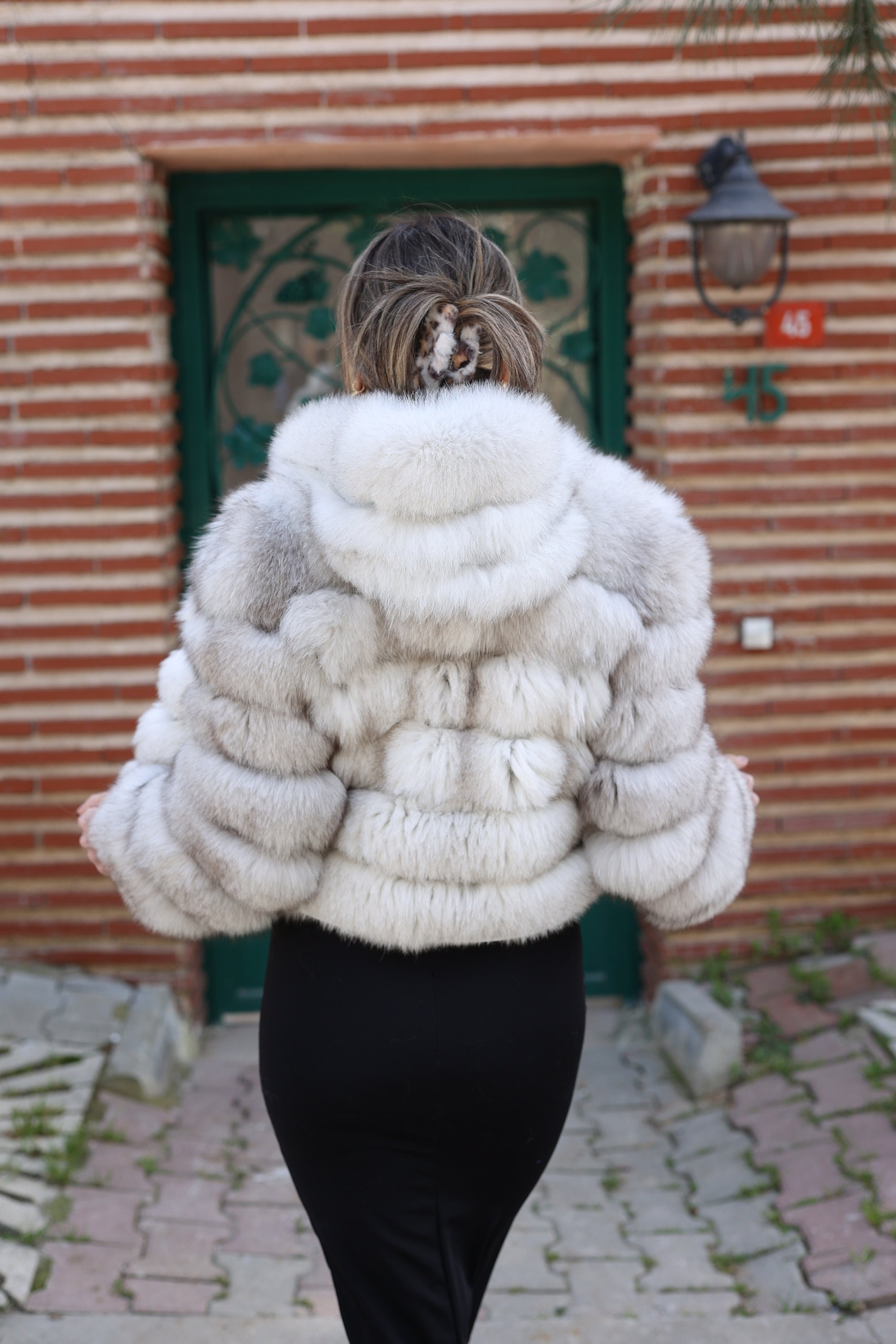 Environmental Protection Fox Fur Hooded Jacket Loose