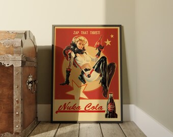 Fallout Poster, Nuka Cola Wall Art, Kraft Paper Print, Gaming Room Decor, Game Poster Gift