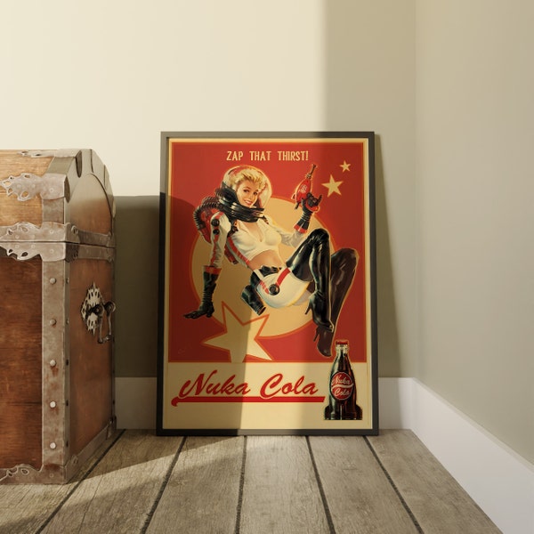 Fallout Poster, Nuka Cola Wall Art, Kraft Paper Print, Gaming Room Decor, Game Poster Gift