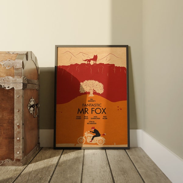 Fantastic Mr. Fox Movie Poster, Wes Anderson Film Art, Vintage Style Wall Decor, Kraft Paper Print, Movie Buff Gift