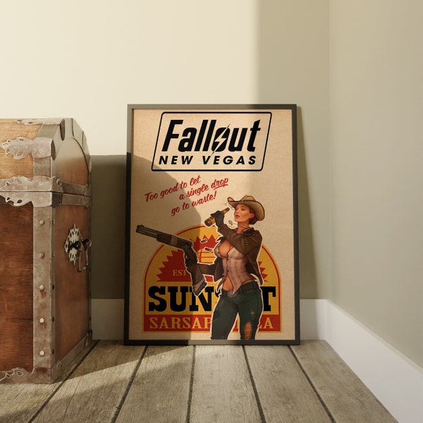 Fallout: New Vegas Poster, Vintage Video Game Wall Art, Kraft Paper Print, Gaming Room Decor, Gamer Gift