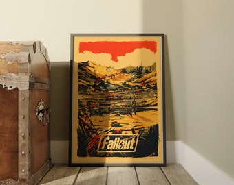 Fallout Poster, Vintage Wall Art, Kraft Paper Print, Retro Game Decor, Game Poster Gift