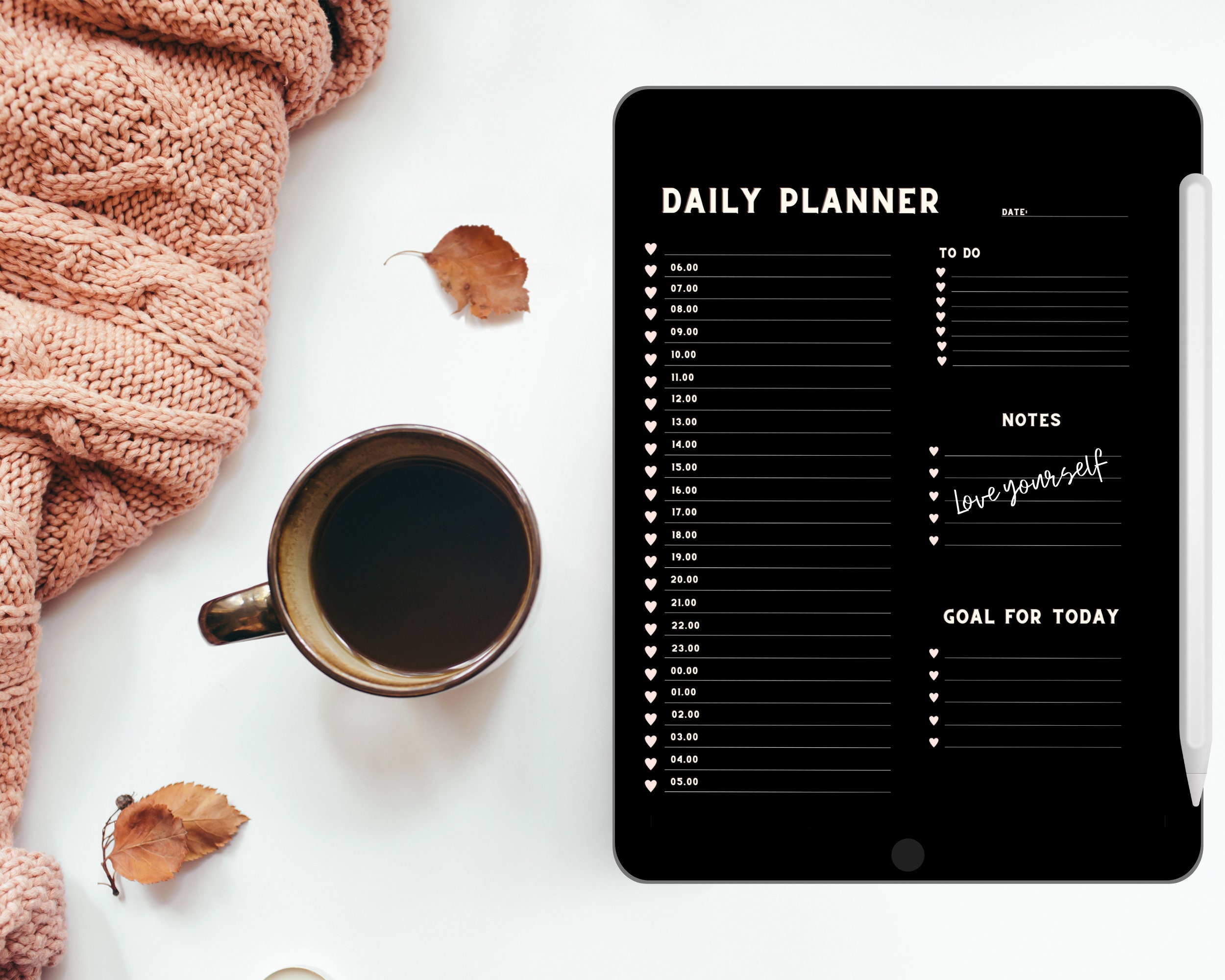 Dijital Planner Black and White Planner Cute Planner Journal Daily Planner Weekly Planner ...