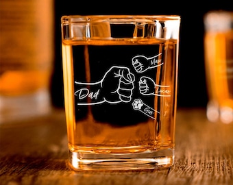 Fathers Day Gifts for Dad, Personalized Fist Bump Shot Glass, Gift Idea for Daddy