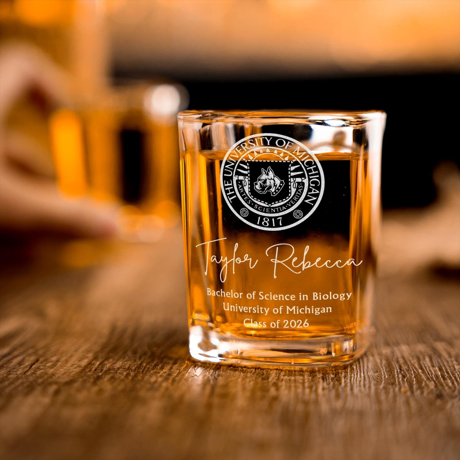 Custom College Logo Graduation Shot Glass - Engraved Glass Gift for ...