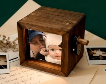 Custom Photo Flipbook Box for Dad, Personalized First Father's Day Gifts for Husband, New Dad Keepsake Gifts