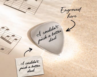 Personalized Message For Dad Guitar Pick, Custom Engraved Father's Day Gift For Him, Stainless Steel Music Lover Gift