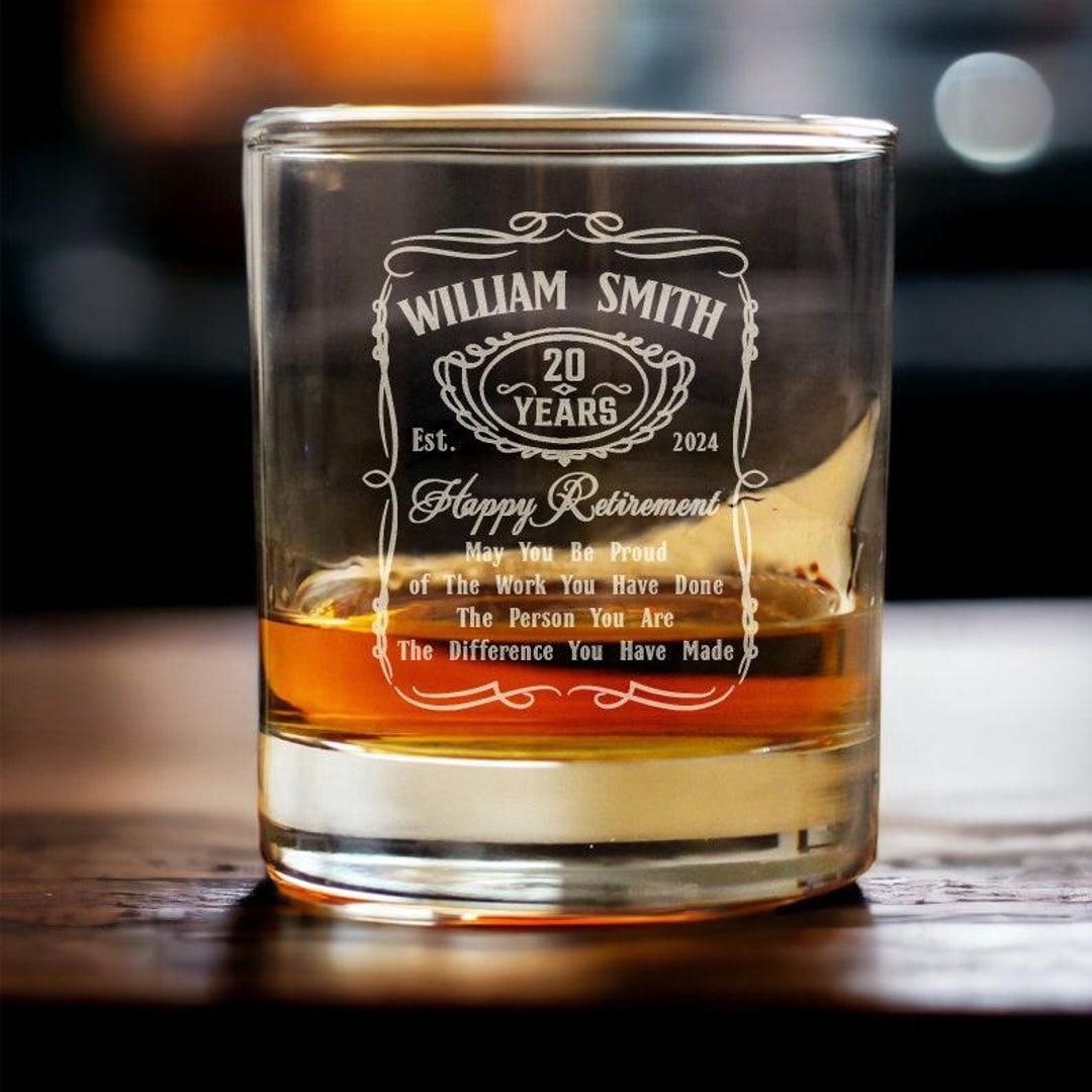 Retirement Glass Custom Happy Retirement Whiskey Glass Gifts - Personalized Presents for ...
