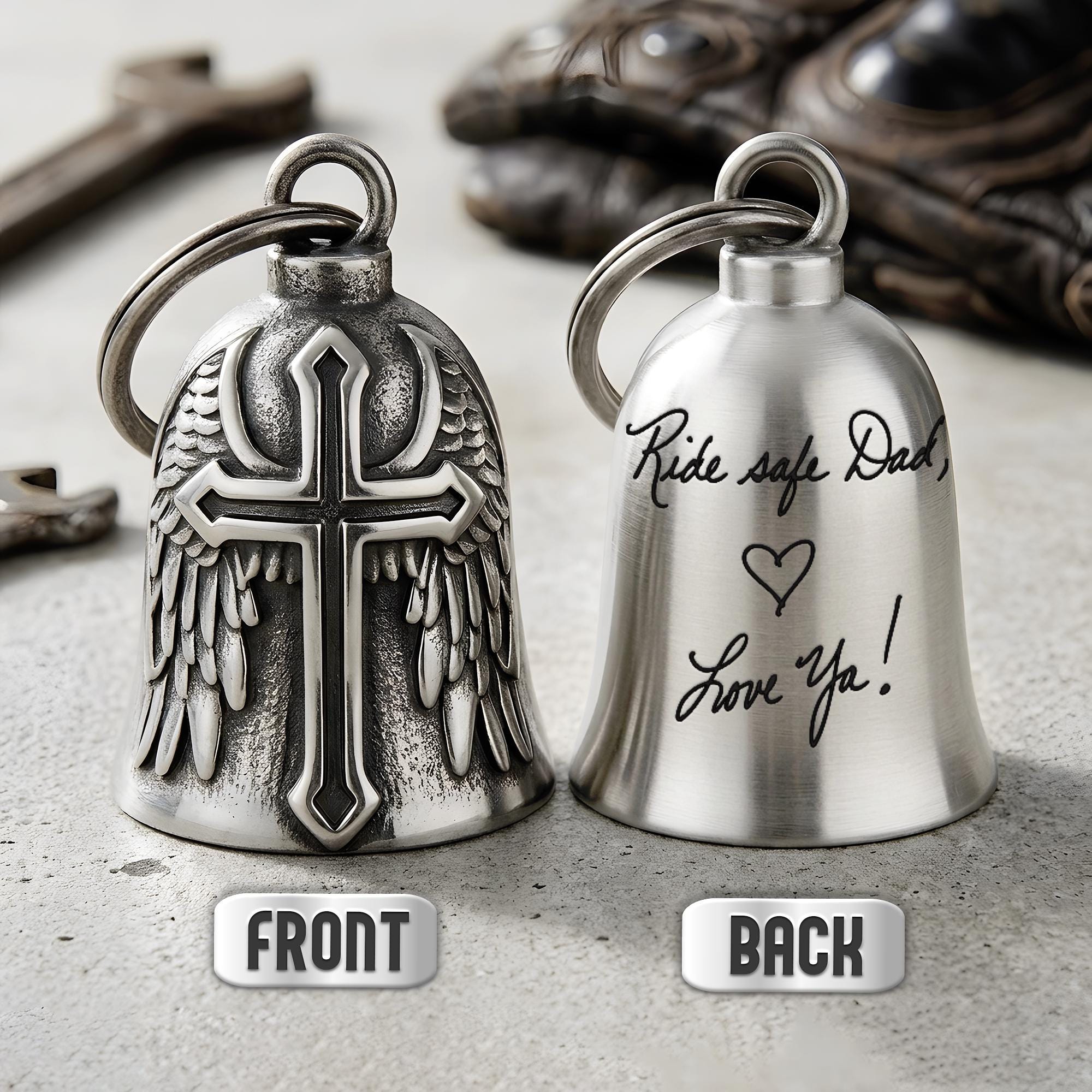 Custom Handwriting Motorcycle Bell, Personalized Gremlin Bell for Biker, Father's Day Gift for Dad