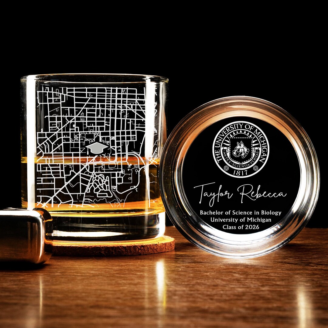 Custom Campus Map Graduation Glass Gifts - Personalized College Logo ...