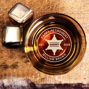 Custom Retirement Glass Gift for Police - Personalized Whiskey Glass for Police Officer