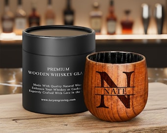 Vaso de whisky de madera personalizado, regalo del Día del Padre para papá, esposo o amante del whisky, 325 ml grabado con láser