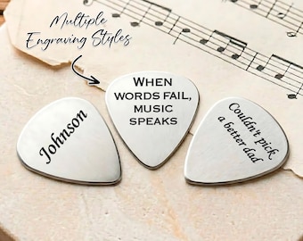 Custom Engraved Father's Day Guitar Pick, Personalized Engraved Guitar Pick For Dad, Gift For Music Lovers