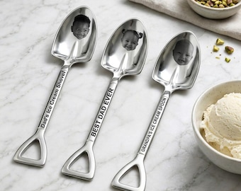 Custom Photo Ice Cream Shovel Spoon, Personalized Baby Face Father's Day Gifts for Dad, Grandpa Gifts