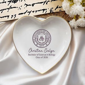 Custom College Logo Graduation Ring Dish, Personalized University Logo Grad Gifts for Her, Class of 2026