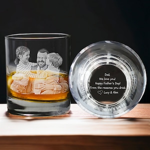 Regalo personalizado del Día del Padre para papá, Vaso de whisky de escritura real personalizado grabado