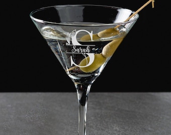Custom Martini Glass with Name Engraved - Personalized Barware Gift for Cocktail Lovers