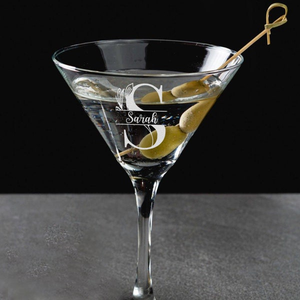 Custom Martini Glass with Name Engraved - Personalized Barware Gift for Cocktail Lovers