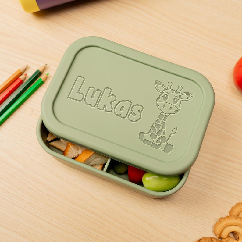 Personalized Bento Lunch Box for Kids, Back to School Supplies, Children Food Container, BFA Free, 3 Dividers