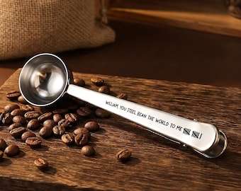 Custom 11th Anniversary Gift for Him, Personalized Steel Coffee Scoop, Engraved Steel Anniversary Gift for Husband Coffee Lover