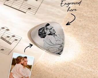 Custom Engraved Portrait Guitar Pick, Personalized Music Gift For Dad, Father's Day Gift For Him