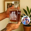 Personalized Whiskey Decanter with Photo, Engraved Bourbon Bottle, Custom Father's Day Gift for Dad, 24 oz Handmade Barware