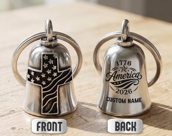 USA 250th Anniversary Motorcycle Bell, Custom American Flag Bike Gremlin Bell, Gift for Biker