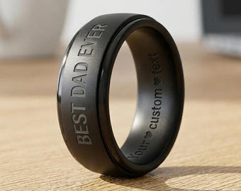 Personalized Silicone Ring for Men, Engraved Father's Day Gifts, Workout Gift